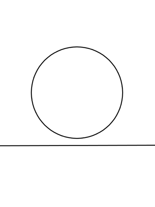 Ein Zen-Symbol: Ein geschlossener Kreis über einer waagerechten Linie