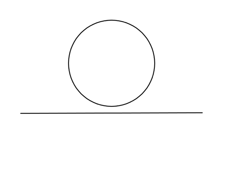 Ein Zen-Symbol: Ein geschlossener Kreis über einer waagerechten Linie