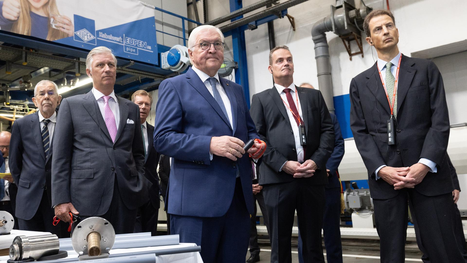 Alexander Van der Bellen (l-r), Bundespräsident von Österreich, König Philippe von Belgien, Großherzog Henri von Luxemburg, Bundespräsident Frank-Walter Steinmeier, Oliver Paasch, Ministerpräsident der Regierung der Deutschsprachigen Gemeinschaft und Erbprinz Alois von und zu Liechtenstein.