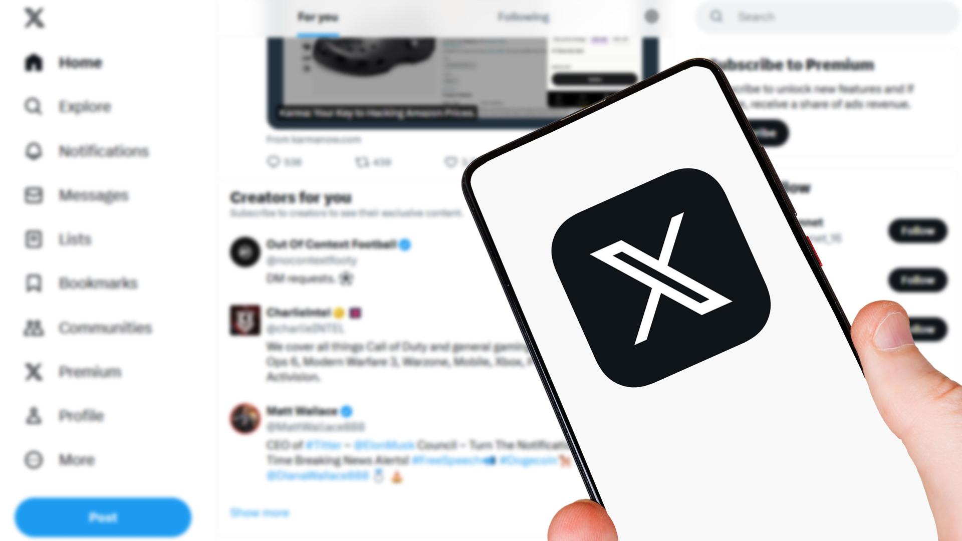  Ein X-App-Logo auf einem Smartphone und Computer