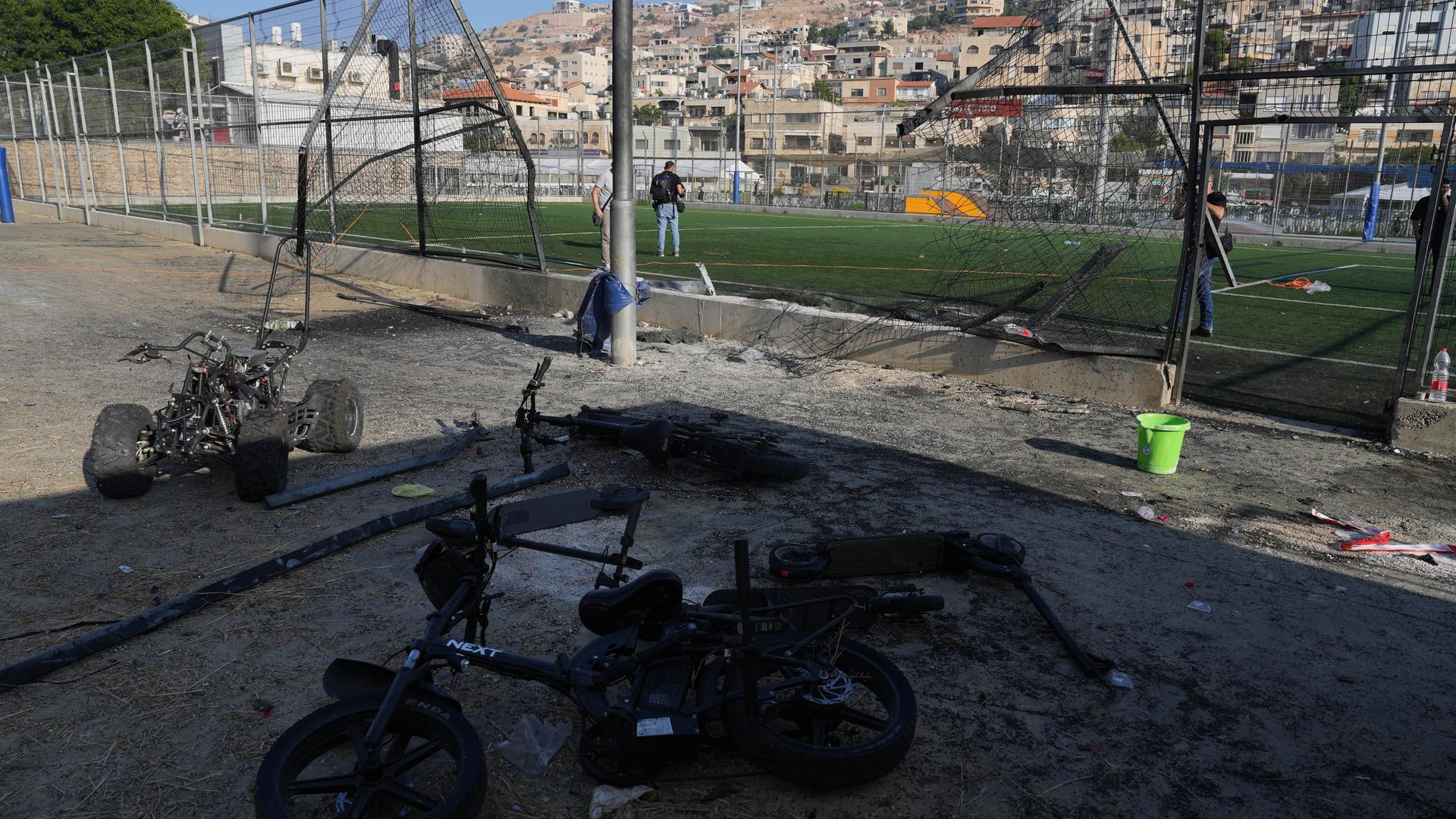 Golanhöhen: Ein Basketballplatz auf dem durch einen Raketeneinschlag am 27.07.2024 12 Kinder und Jugendliche getötet wurden.