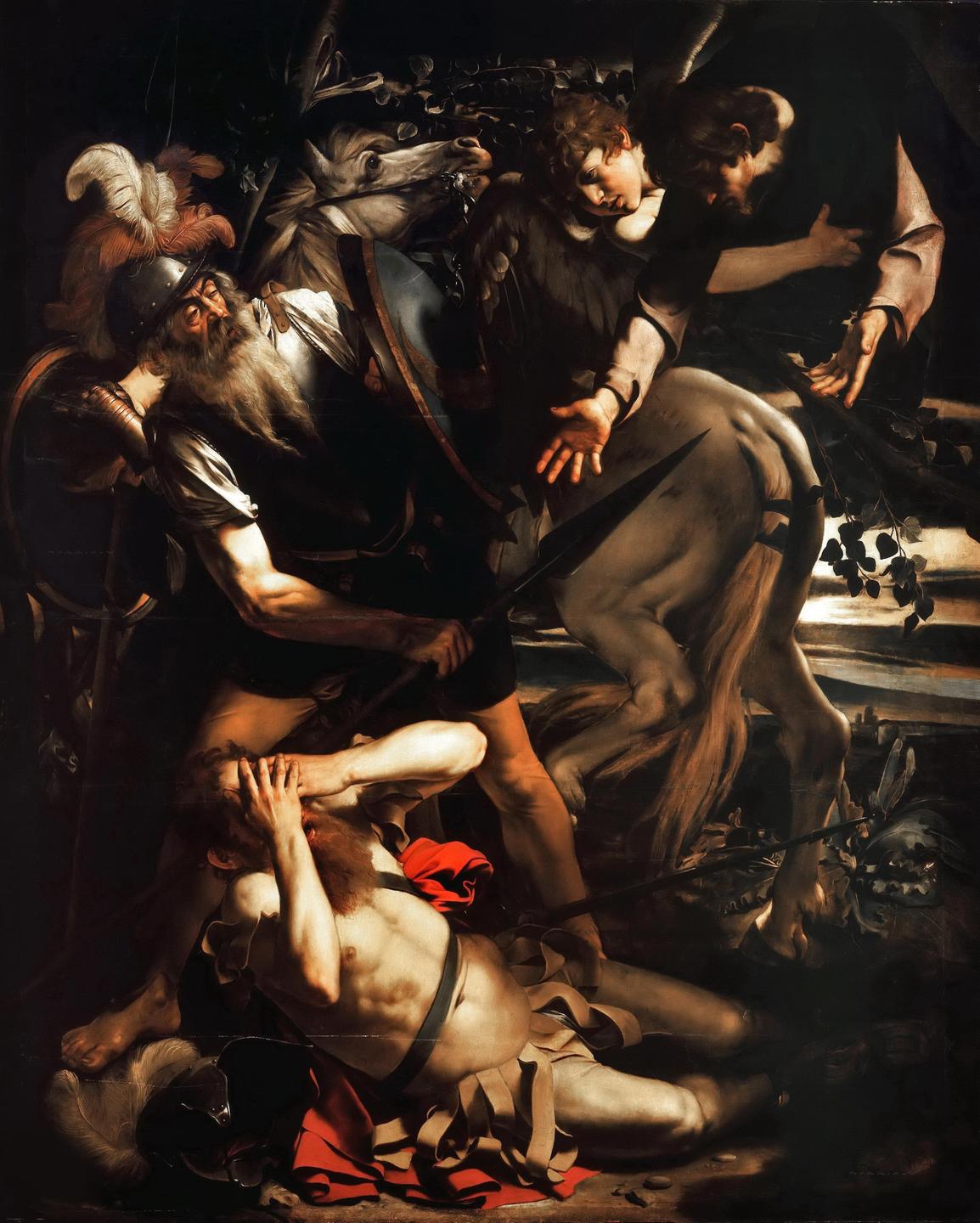 Der geblendete Paulus hält sich die Hände vors Gesicht (Gemälde von Caravaggio)
