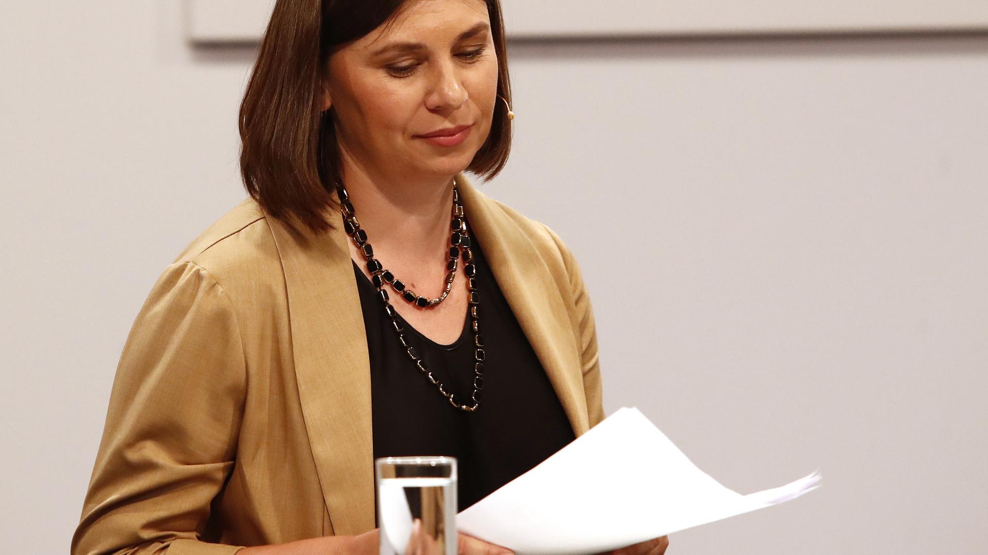 Die in der Ukraine geborene Autorin Tanja Maljartschuk am 28.6.2023 hält eine Rede im Rahmen der Eröffnung der "47. Tage der deutschsprachigen Literatur" in Klagenfurt.