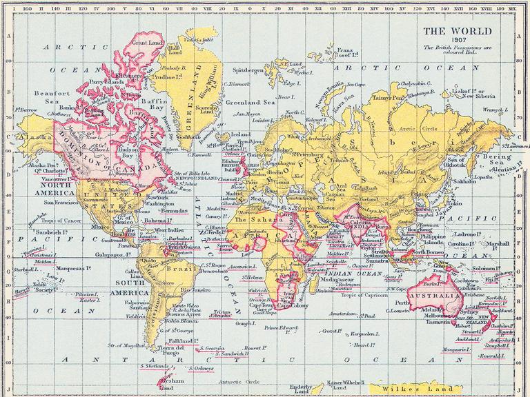 The British Empire comprised the dominions, colonies, protectorates, mandates and other territories ruled or administere