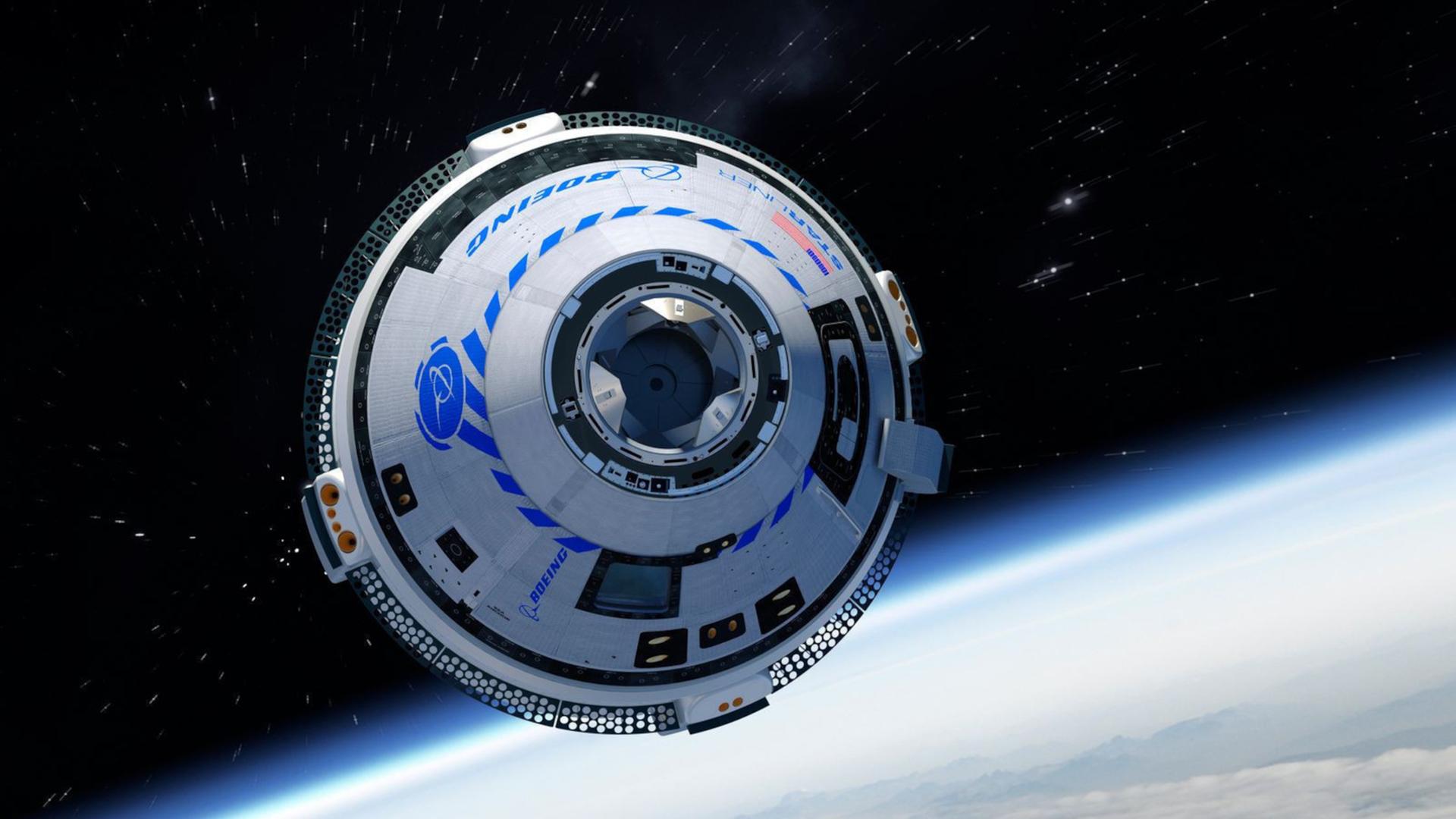 Die Raumkapsel Starliner von Boeing in der Erdumlaufbahn (Illustration) – beim Erstflug werden zwei Personen zur Besatzung gehören. (Foto: Boeing)