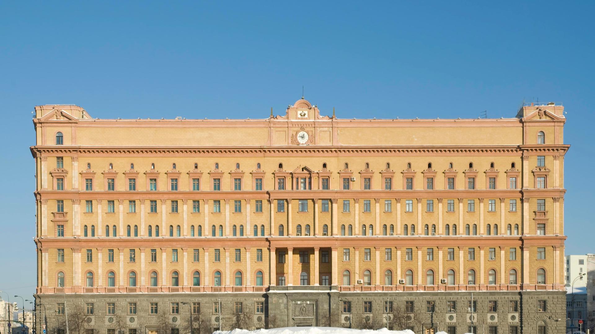 Das Gebäude vom Föderalen Dienst für Sicherheit der Russischen Föderation, FSB, auf dem Lubjanka-Platz in Moskau, Russland.