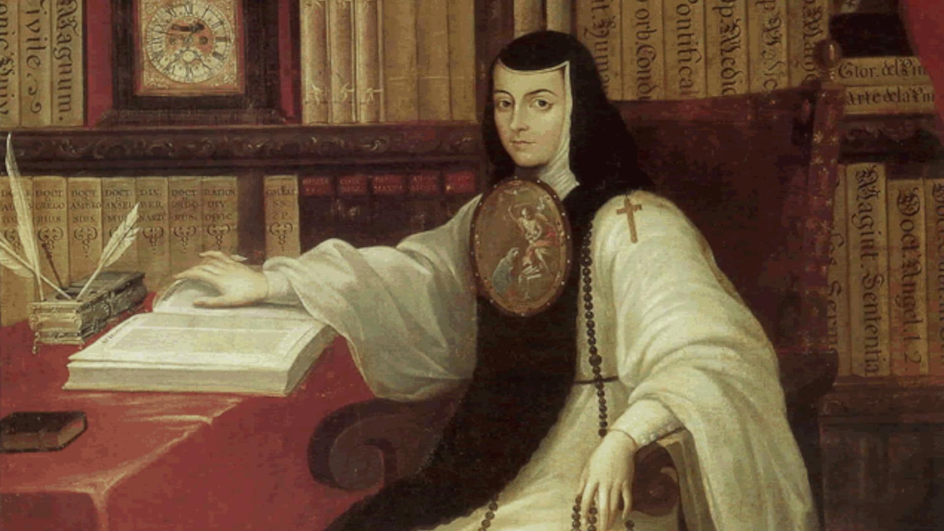 Ölgemälde der mittelalterlichenen Nonne Juana Inés de la Cruz.
