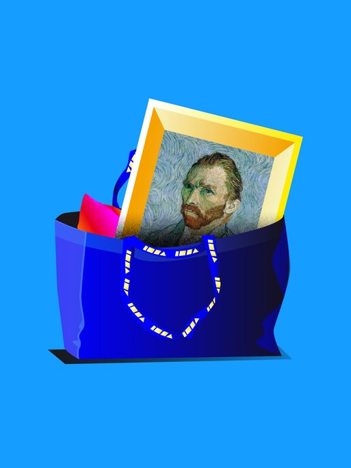 Ein Van-Gogh-Gemälde steckt in einem IKEA-Beutel.