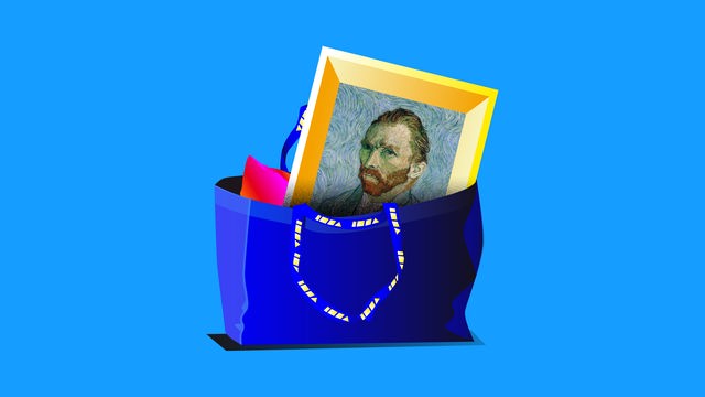 Ein Van-Gogh-Gemälde steckt in einem IKEA-Beutel.