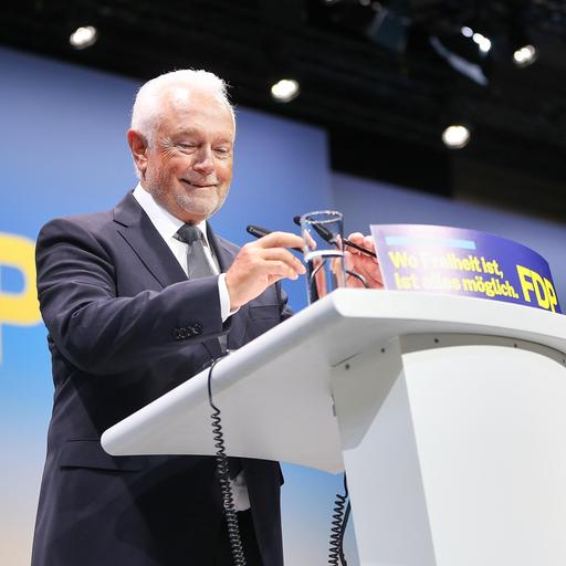 Wolfgang Kubicki steht während des Bundesparteitags am Rednerpult.