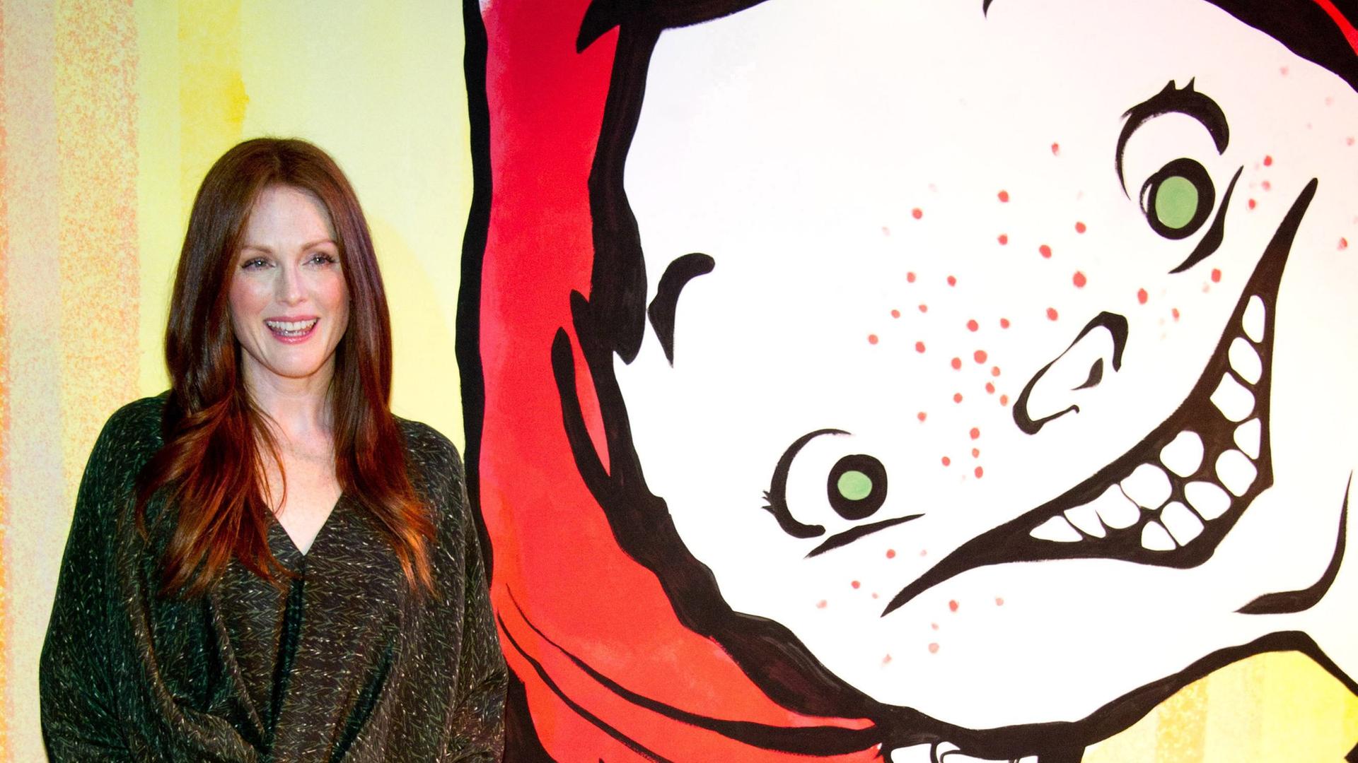 Die Schauspielerin Julianne Moore, Autorin des Kinderbuchs „Freckleface Strawberry“, fotografiert bei einer Presseveranstaltung für die Off-Broadway-Show „Freckleface Strawberry The Musical“ in New York im September 2010.