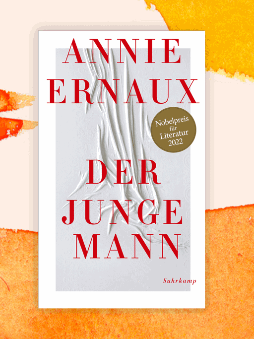 Cover des Romans "Der junge Mann" von Annie Ernaux. Dort ist ein zerwühltes Bettlaken zu sehen.