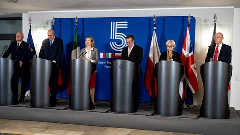 Der Verteidigungsminister trifft auf Amtskolleginnen und Amtskollegen aus Frankreich, Großbritannien, Italien und Polen, sowie die Hohe Vertreterin der Europäischen Union.