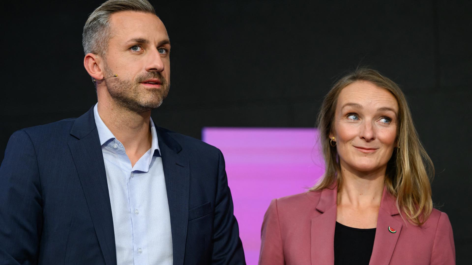 Ulrich Siegmund (AfD) und Claudia Wittig (BSW) bei einer Wahlsendung vor der Parlamentswahl in Sachsen-Anhalt 2026