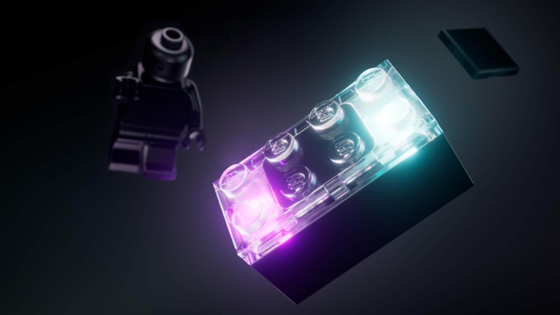 Ein leuchtender Legostein