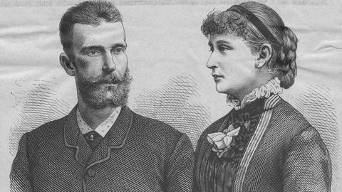 Grossfüst Sergius (Sergej) und Elisabeth - Holzstich, 1884, nach Photographien.