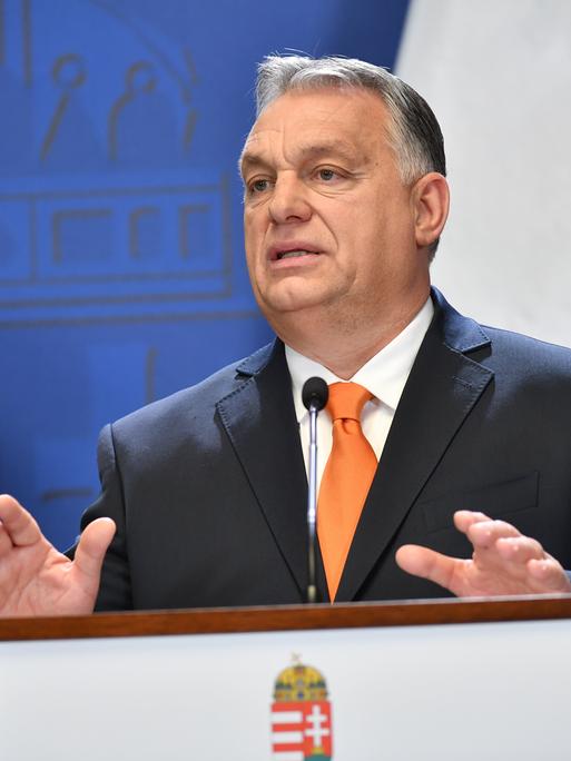 Ungarns Ministerpräsident Viktor Orban auf einer Pressekonferenz