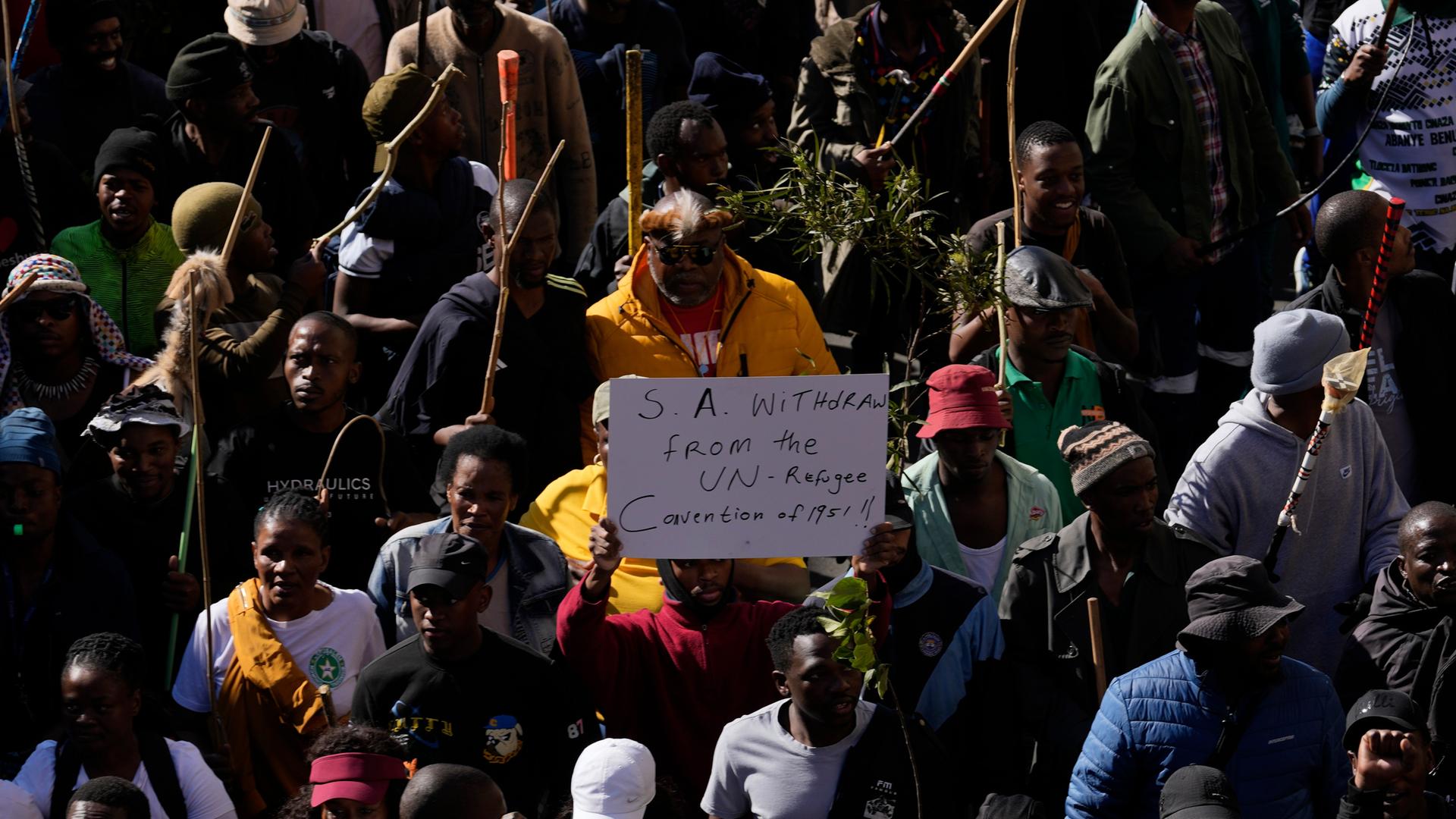 Johannesburg: Demonstranten protestieren gegen illegale Einwanderung.