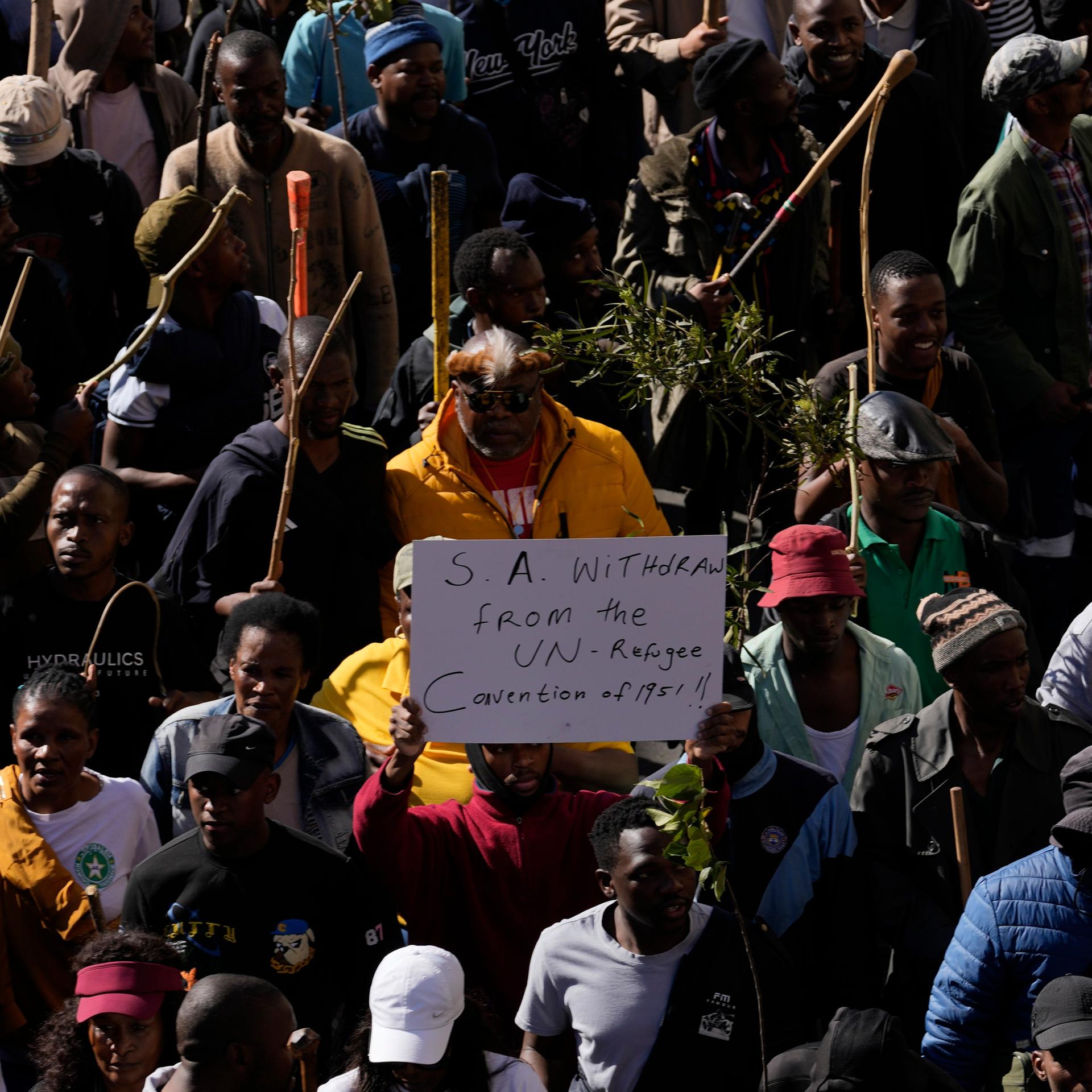 Johannesburg: Demonstranten protestieren gegen illegale Einwanderung.