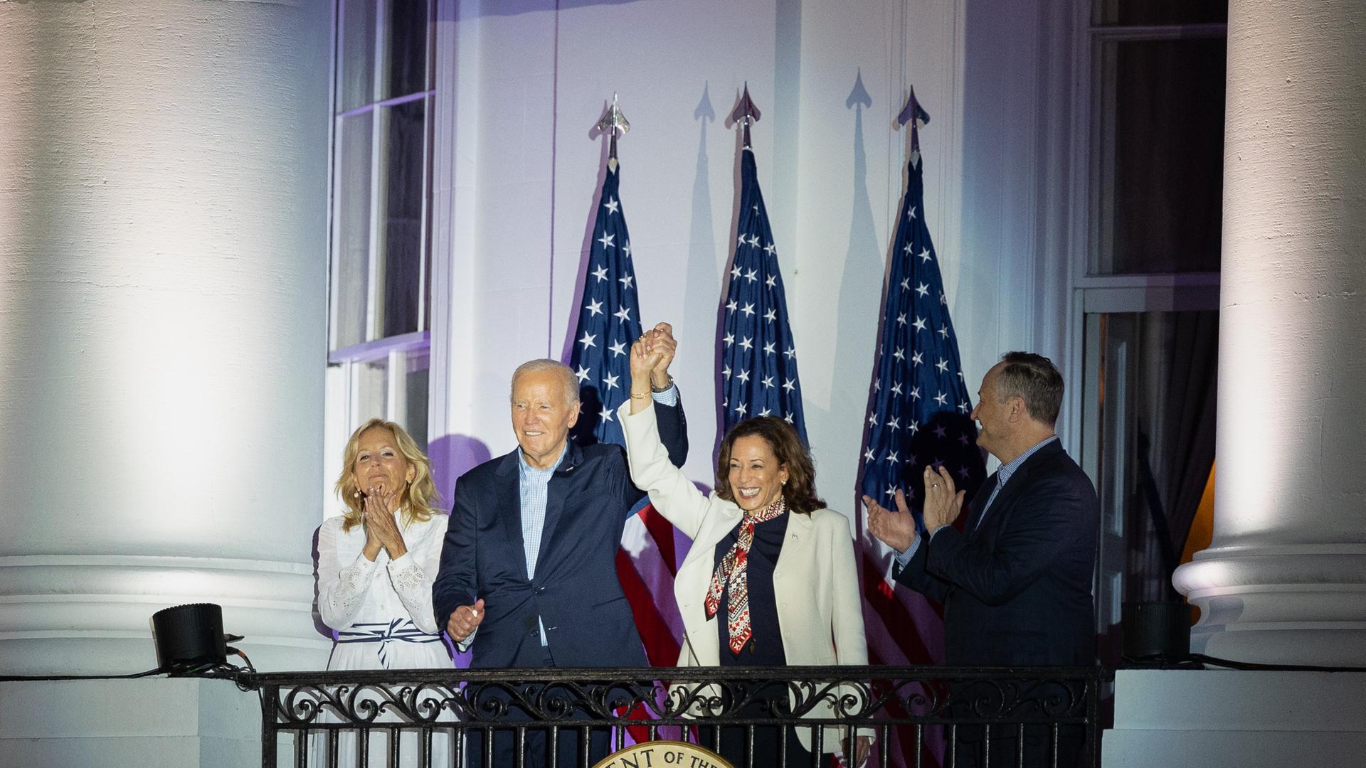 US-Präsident Joe Biden und Vizepräsidentin Kamala Harris bei Feiern zum amerikanischen Unabhängigkeitstag am 4. Juli 2024 