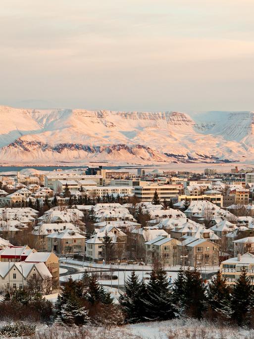 Panorama verschneites Reykjavik 14.12.2008
