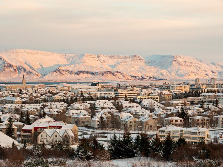 Panorama verschneites Reykjavik 14.12.2008