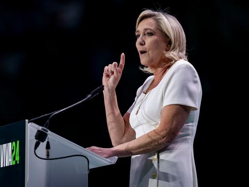 Die Präsidentin der französischen Partei Le Rassemblement National, Marine Le Pen