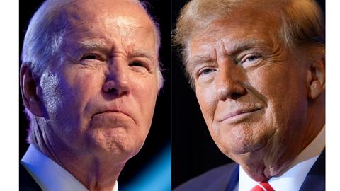 Das Foto zeigt die Gesichter von Joe Biden und Donald Trump.