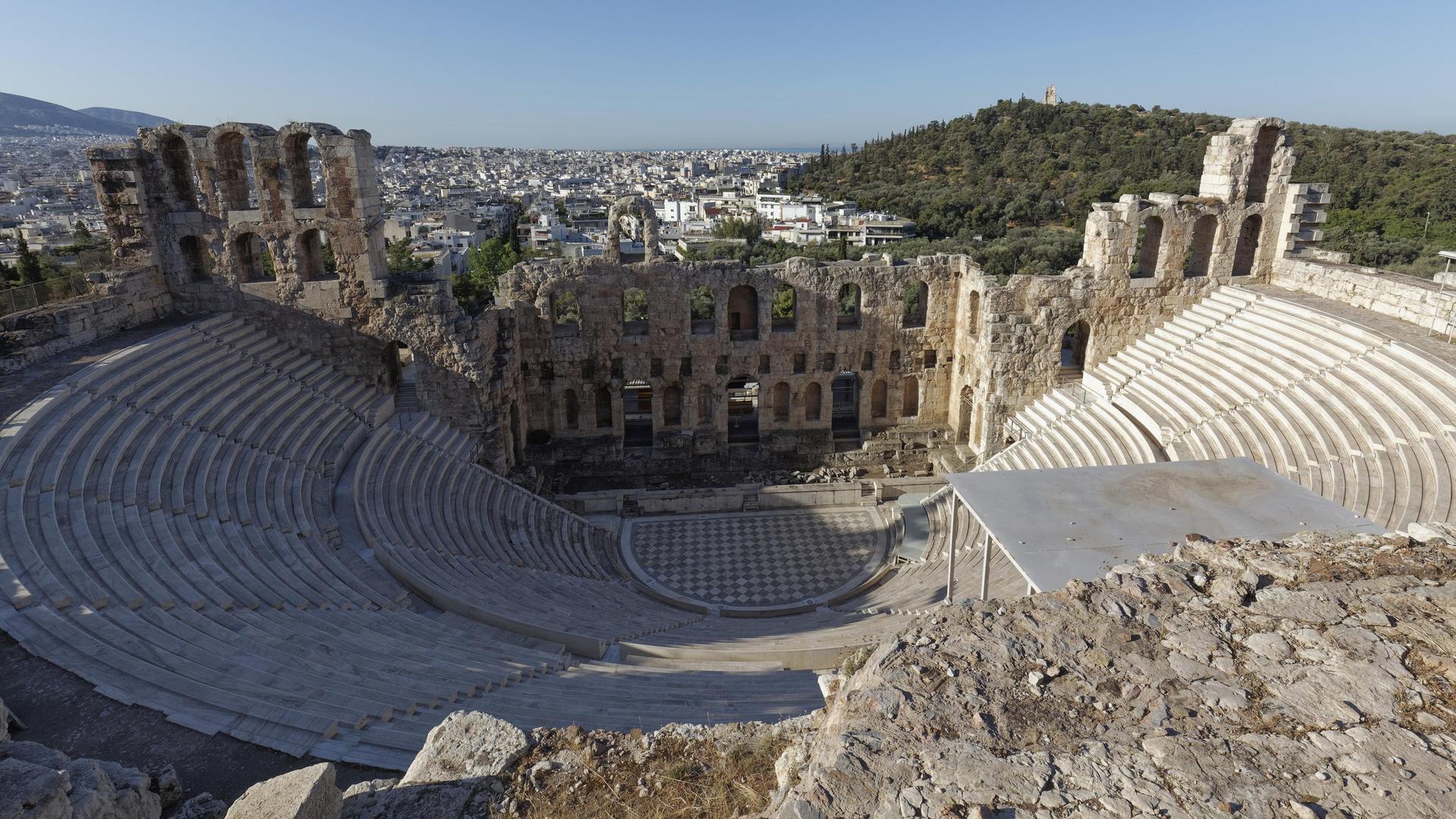 Odeon des Herodes Atticus, römisch-griechisches Amphitheater, Akropolis, Athen, Griechenland, Europa Odeon des Herodes Atticus, römisch-griechisches Amphitheater, Akropolis, Athen, Griechenland, Europa