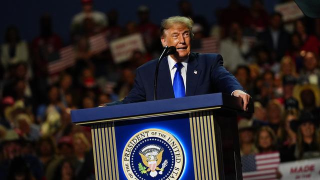 US-Präsident Trump bei seiner Rede auf dem Parteitag der Republikaner in Dallas