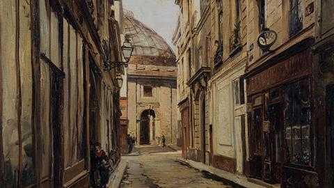 Eine kleine Gasse in Paris, um 1900.