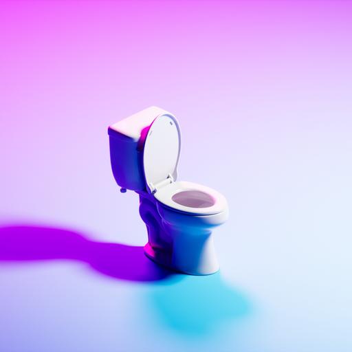 Abstrakte Darstellung einer alleinstehenden Toilette vor einem lilanen Hintergrund