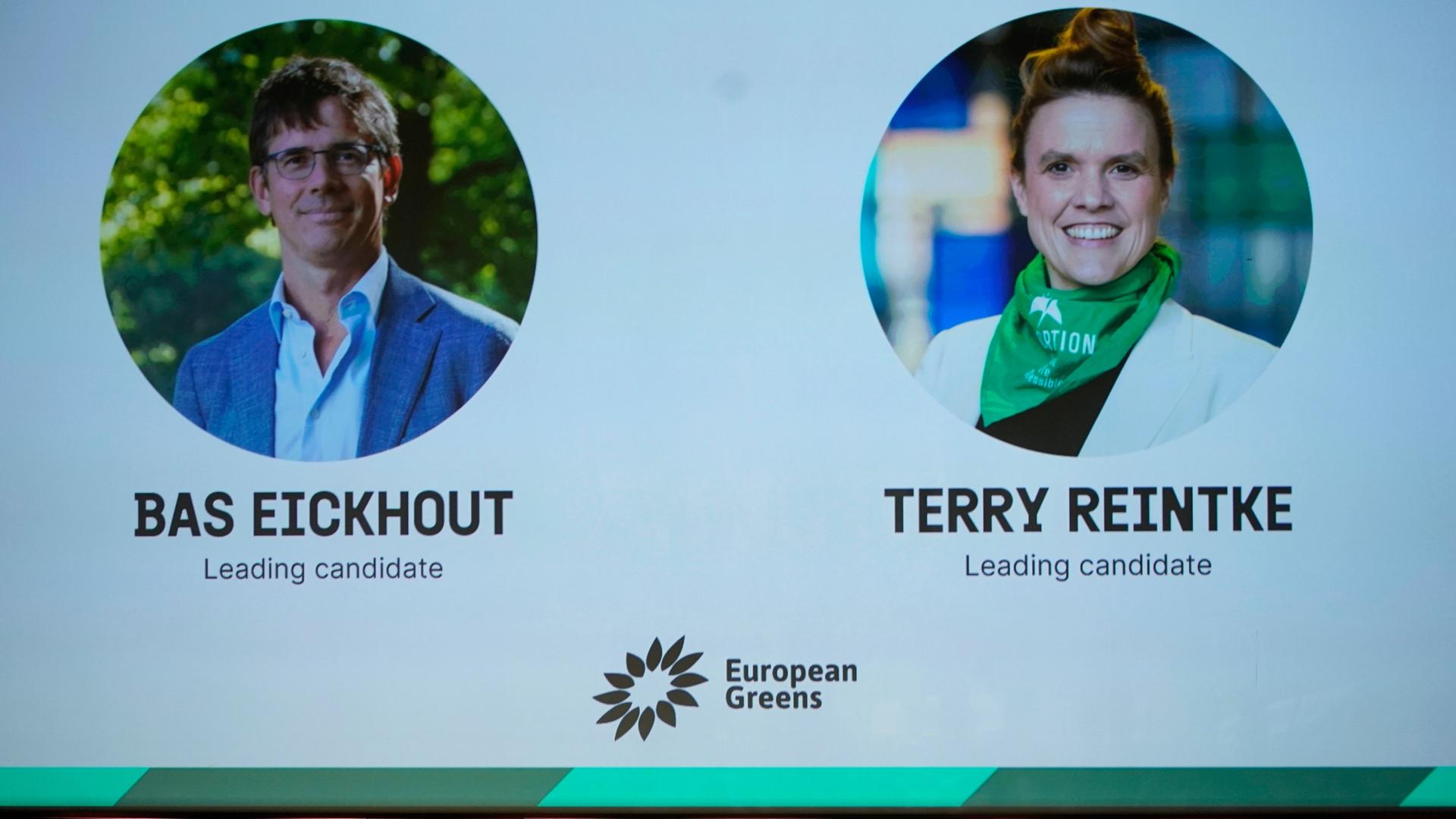 Das Foto zeigt das Grüne-Spitzenduo für die Europawahl, Terry Reintke und Bas Eickhout.