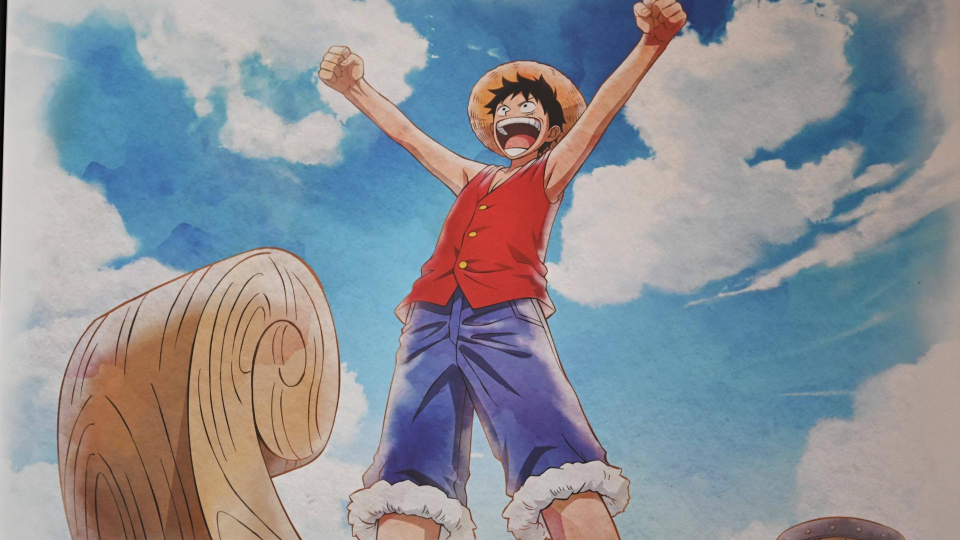 Monkey D. Ruffy, die Hauptfigur aus der Manga-Reihe "One Piece", ist zu sehen. Monkey D. Ruffy, die Hauptfigur aus der Manga-Reihe "One Piece", ist zu sehen.