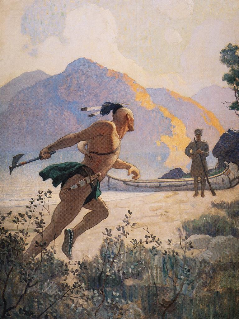 Die Illustration einer "Wildtöter"-Ausgabe aus dem Jahr 1925 zeigt einen Native American, der mit einem Tomahawk den Wildtöter angreift.