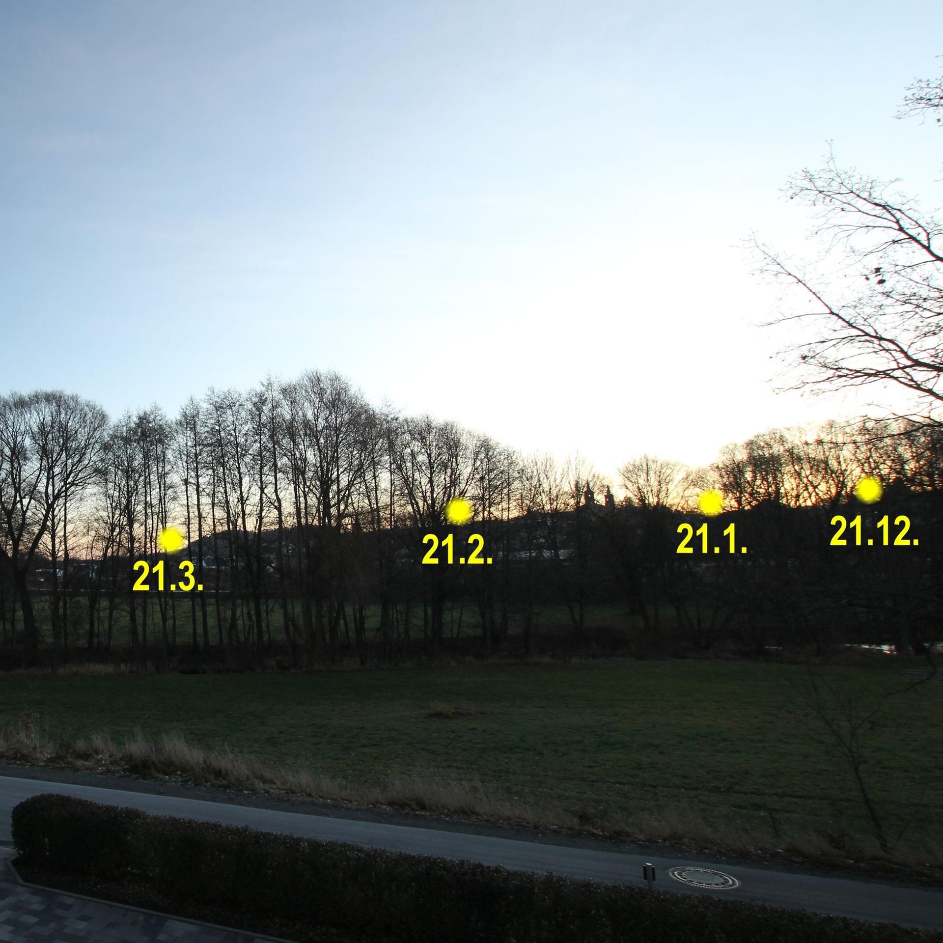 Sonnenwende beobachten - Die Sonne wandert am Horizont durch die Jahreszeiten