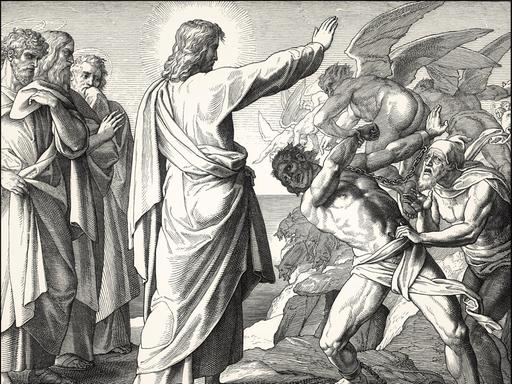 Die Teufelsaustreibung des Dämonischen von Gerasene, Neues Testament, von Julius Schnorr von Carolsfeld, 1860