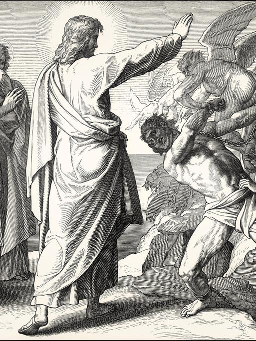 Die Teufelsaustreibung des Dämonischen von Gerasene, Neues Testament, von Julius Schnorr von Carolsfeld, 1860