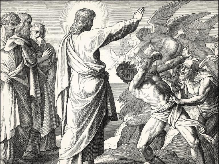 Die Teufelsaustreibung des Dämonischen von Gerasene, Neues Testament, von Julius Schnorr von Carolsfeld, 1860