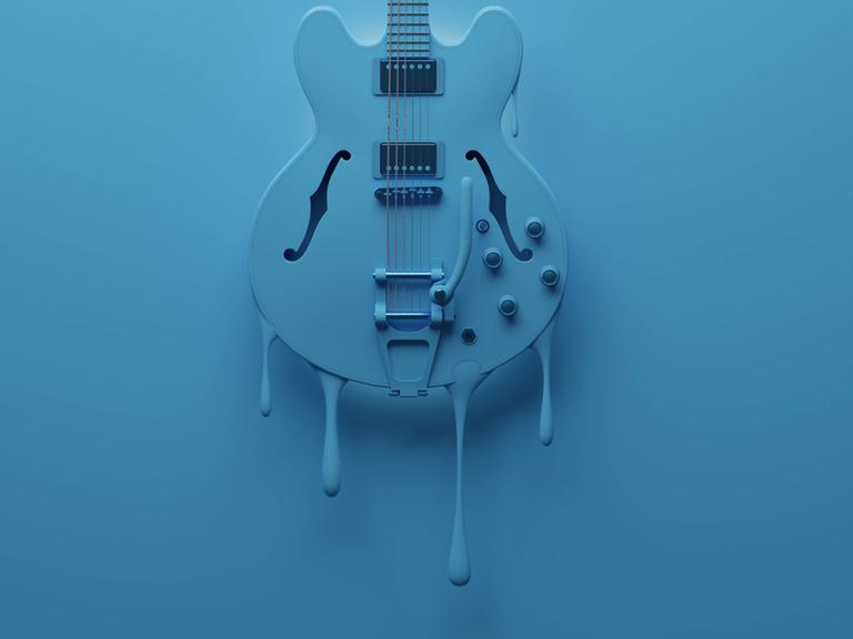 Eine schmelzende Jazzgitarre. 
