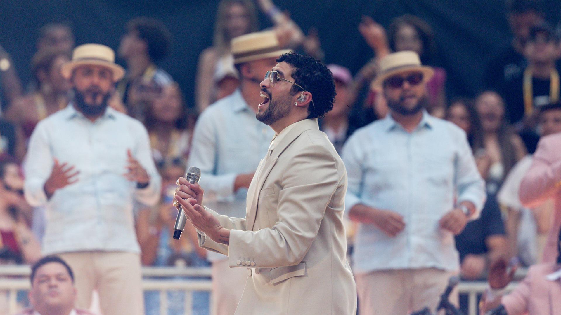 Bad Bunnys Final Concert at the Estadio Metropolitano in Madrid Singer Bad Bunny performs during his final concert at the Riyadh Air Metropolitano on June 15, 2026, in Madrid, Spain. Bad Bunnys Final Concert at the Estadio Metropolitano in Madrid Singer Bad Bunny performs during his final concert at the Riyadh Air Metropolitano on June 15, 2026, in Madrid, Spain.