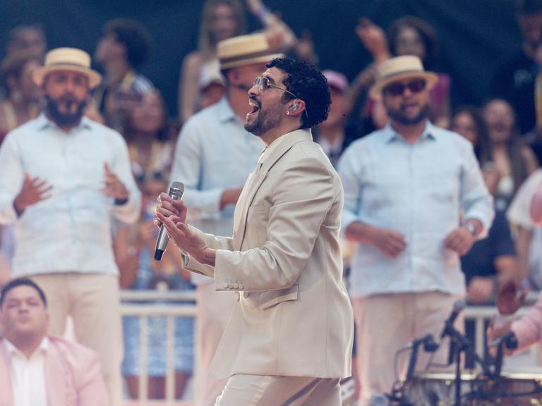 Bad Bunnys Final Concert at the Estadio Metropolitano in Madrid Singer Bad Bunny performs during his final concert at the Riyadh Air Metropolitano on June 15, 2026, in Madrid, Spain. 