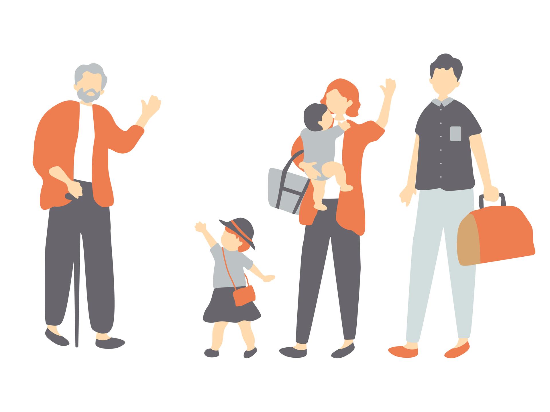 Illustration einer Mehrgenerationenfamilie.
