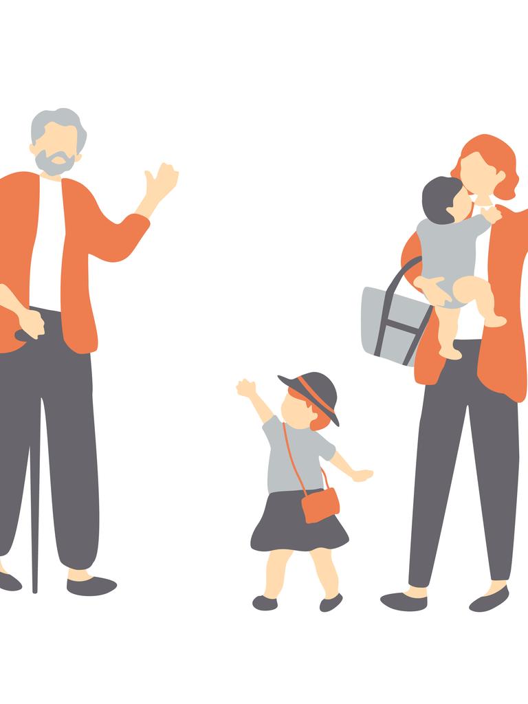 Illustration einer Mehrgenerationenfamilie.