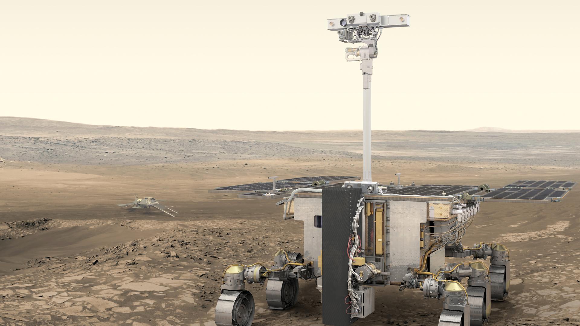 Noch für Jahre nur ein schöner Traum: Der ExoMars-Rover auf dem Mars (Illustration) 