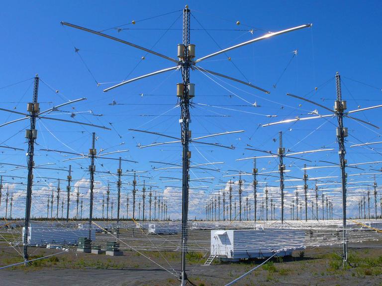 Antennen des zivilgesellschaftlichen HAARP-Projekts in Alaska (USA). Das Forschungsprogramm untersucht die Atmosphäre. 