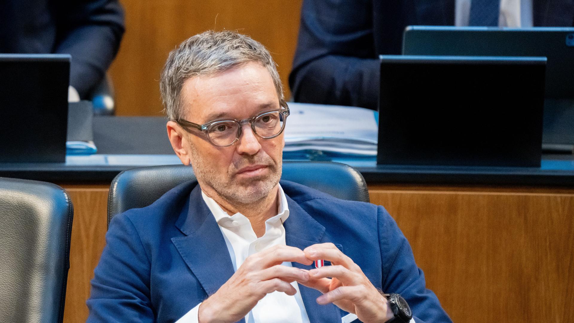 Der FPÖ-Vorsitzende Herbert Kickl (FPÖ) während einer Sitzung des Österreichischen Nationalrats im Parlament in Wien. 