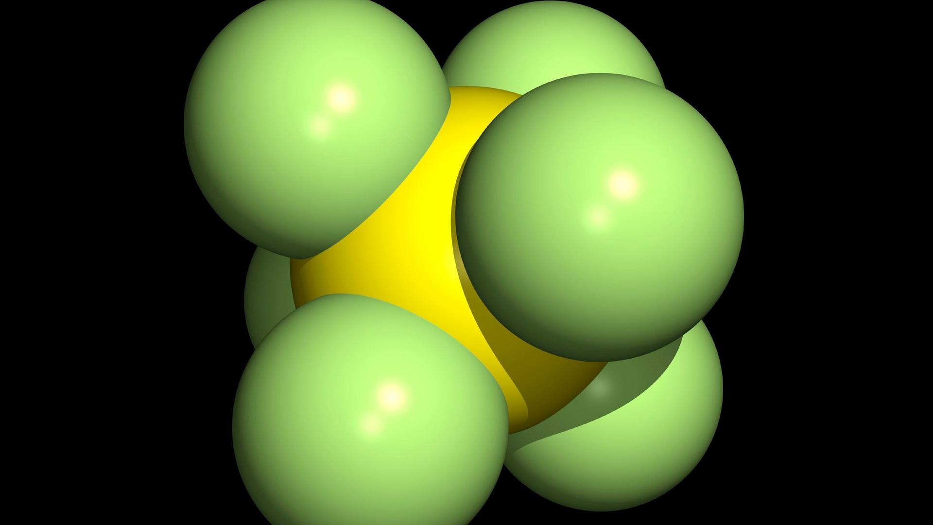 Darstellung eines Moleküls von Schwefelhexafluorid