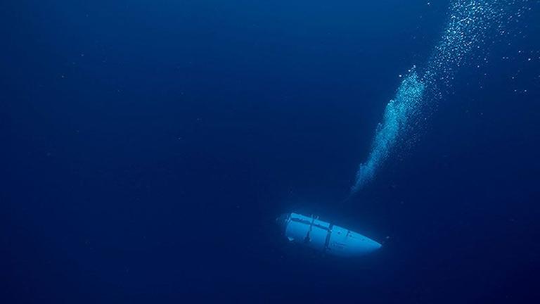 Dieses undatierte von OceanGate zur Verfügung gestellte Foto zeigt zeigt das Tauchboot «Titan». Die Suchaktion des am Sonntag, 18.06.2023, vermissten Tauchboots läuft auf Hochtouren. Den fünf Menschen an Bord geht langsam der Sauerstoff aus.