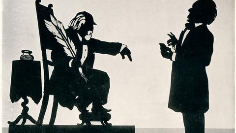 Wagner und Hanslick, Karikatur von Otto Böhler (1847-1913).